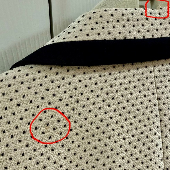 Escada Margaretha Ley Silk Wool Polka Dot Blazer Black Trim Old Money Chic EU 36 - Picture 16 of 17